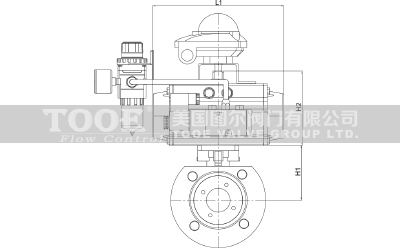 氣動(dòng)對(duì)夾球閥結(jié)構(gòu)尺寸CAD圖紙 氣動(dòng)對(duì)夾球閥結(jié)構(gòu)尺寸CAD圖紙