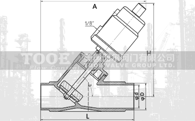 焊接氣動角座閥結(jié)構(gòu)尺寸CAD圖紙 焊接氣動角座閥結(jié)構(gòu)尺寸CAD圖紙